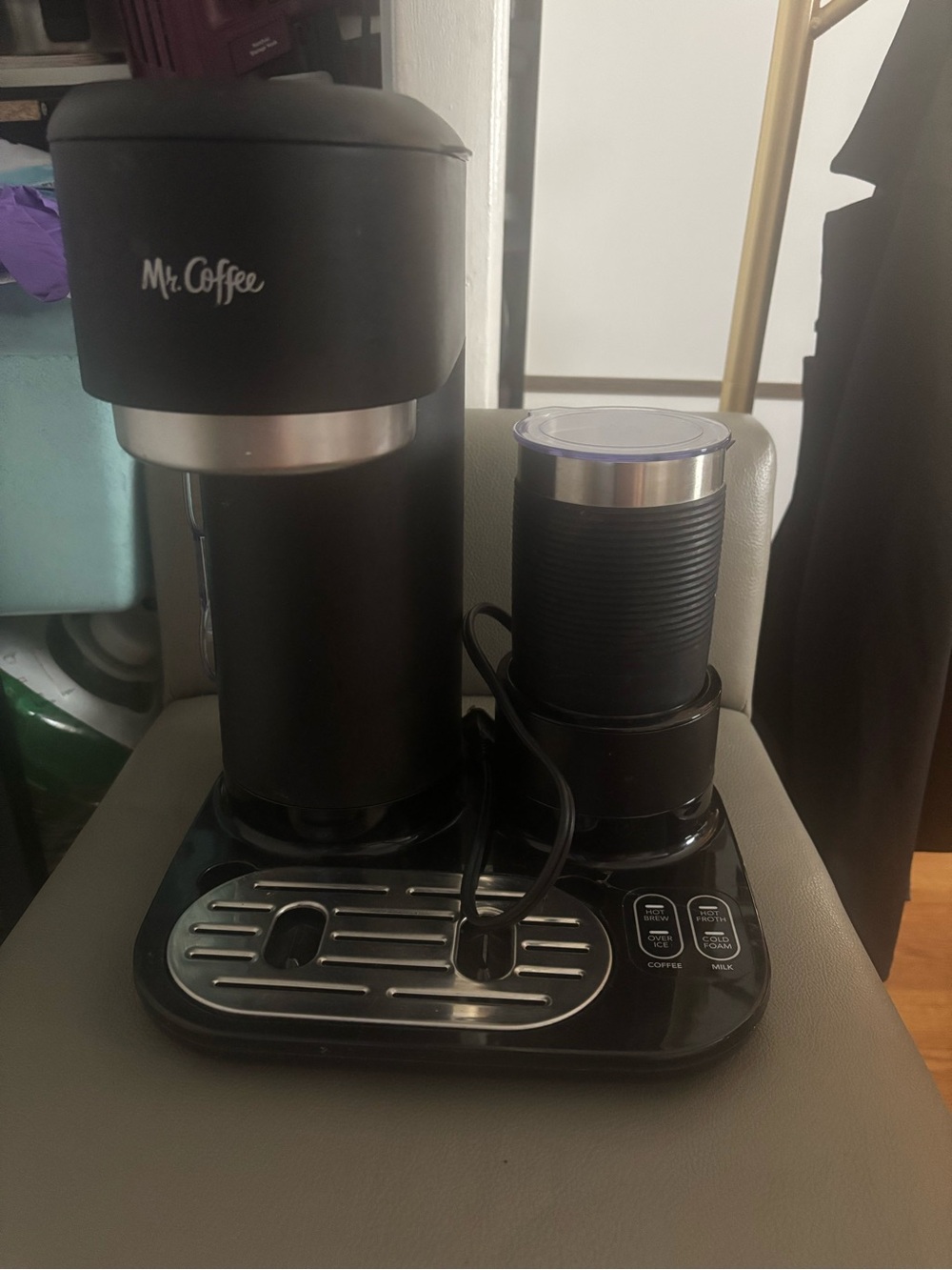 Mr. Coffee Black Single-Serve Coffee Maker with Frother